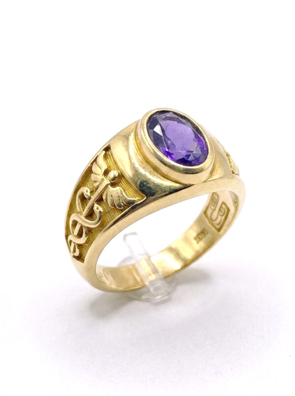 GNO001 ANILLO DE OBISPO CON AMATISTA