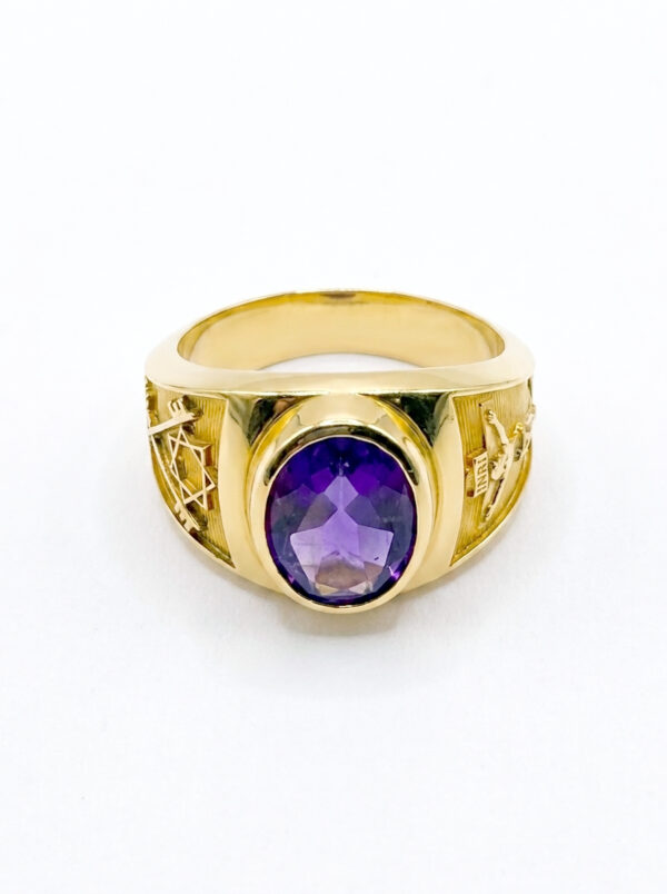 GNO002 ANILLO DE OBISPO CON AMATISTA