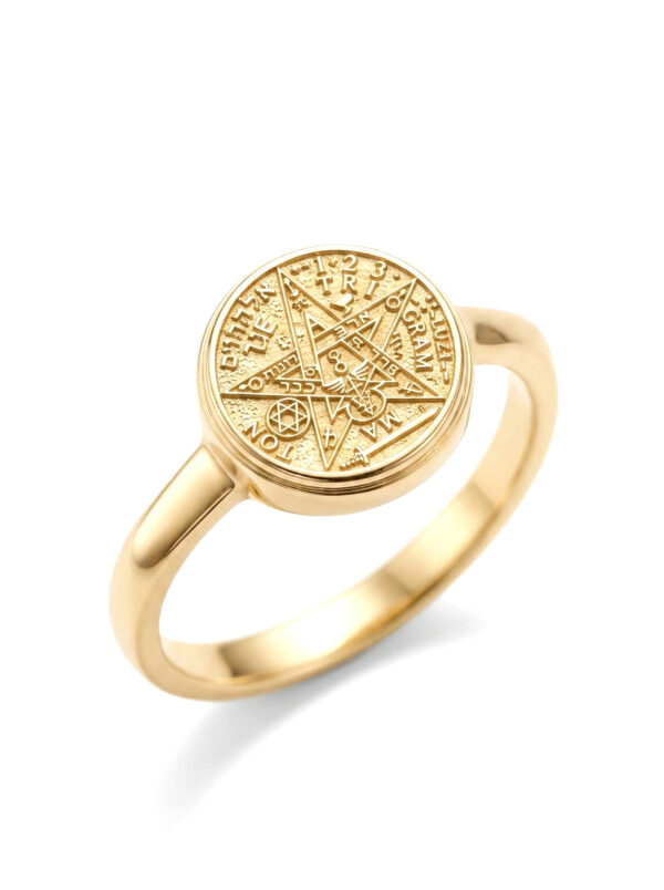 GNO014 ANILLO PENTAGRAMA PARA DAMA EN ORO 18 KILATES