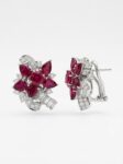 H263 ARETES RAMILLETE DE RUBÍ Y DIAMANTES