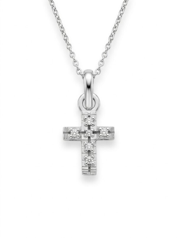 S112 DIJE CRUZ CON DIAMANTES EN ORO BLANCO
