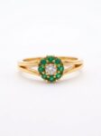 S596 ANILLO CON DIAMANTE Y ESMERALDA EN ORO 18 KILATES