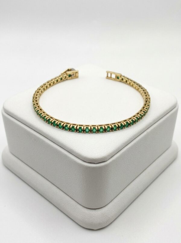 TENNIS BRAZALETE SIN FIN DE ESMERALDAS EN ORO 18 KILATES