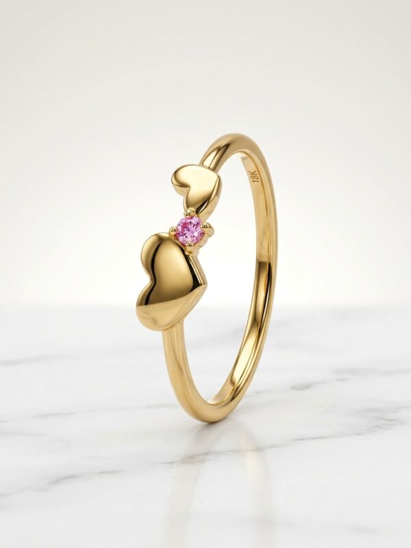 ANLA131 ANILLO CORAZONES DÚO EN ORO 18 KILATES