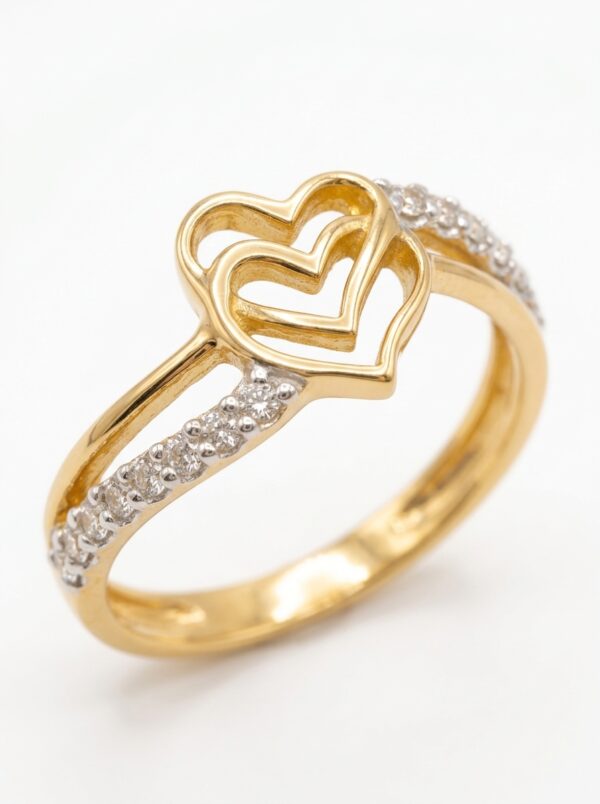 ANLA175 ANILLO DÚO CORAZÓN EN ORO 18 KILATES