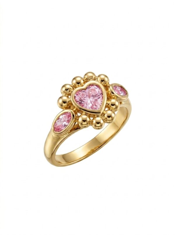 ANLA198 ANILLO CORAZÓN ROSA EN ORO 18 KILATES