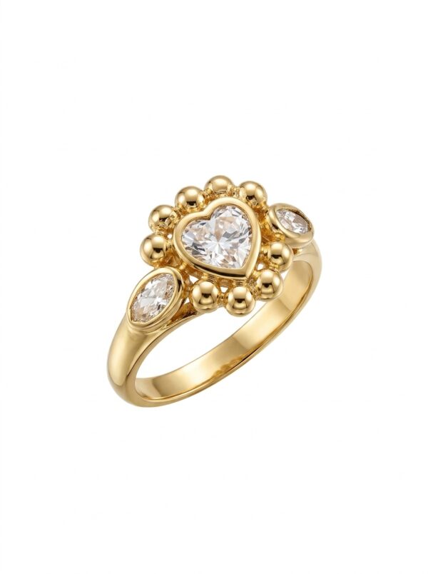 ANLA211 ANILLO CORAZÓN BLANCO EN  ORO 18 KILATES