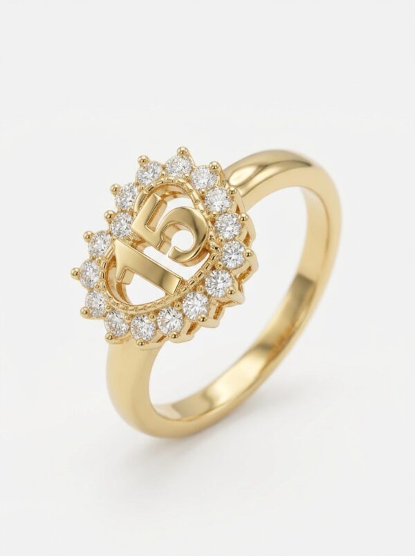 ANLA214 ANILLO CORAZÓN QUINCEAÑERA EN ORO 18 KILATES