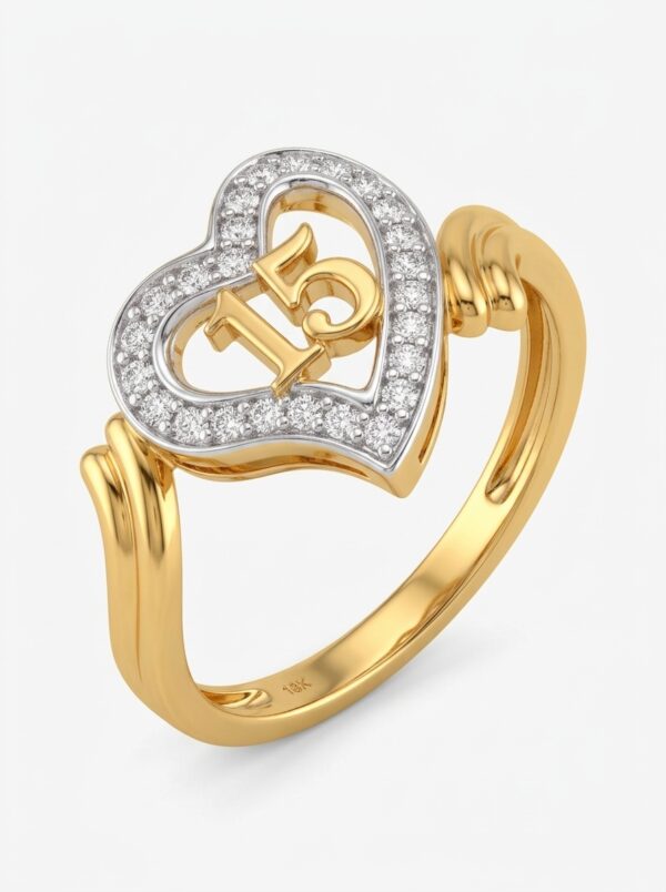 ANLA219 ANILLO QUINCEAÑERA CORAZÓN EN ORO 18 KILATES