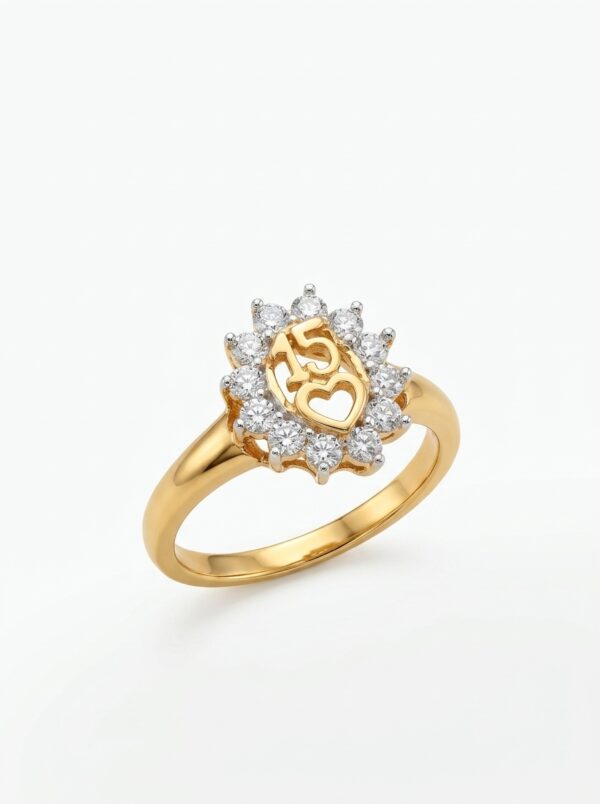 ANLA220 ANILLO OVALADO QUINCEAÑERA EN ORO 18 KILATES
