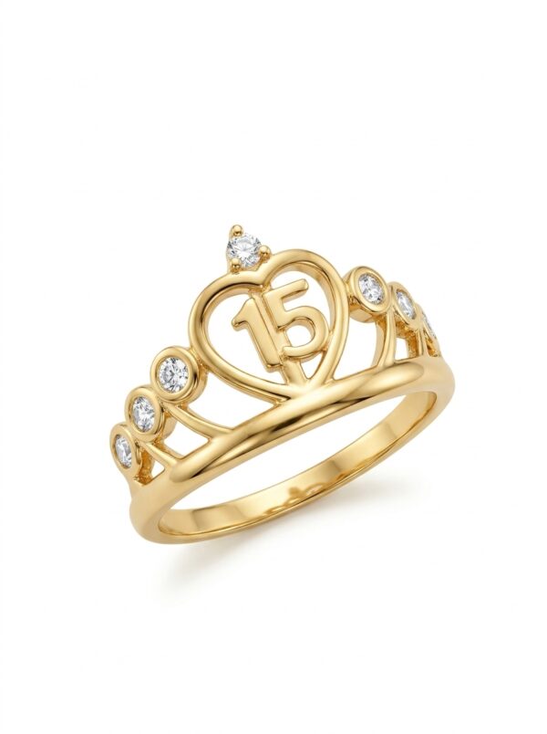 ANLA221 ANILLO CORONA QUINCEAÑERA EN ORO 18 KILATES