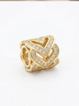 APLA022 APLIQUE TUBULAR CORAZONES EN ORO 18 KILATES