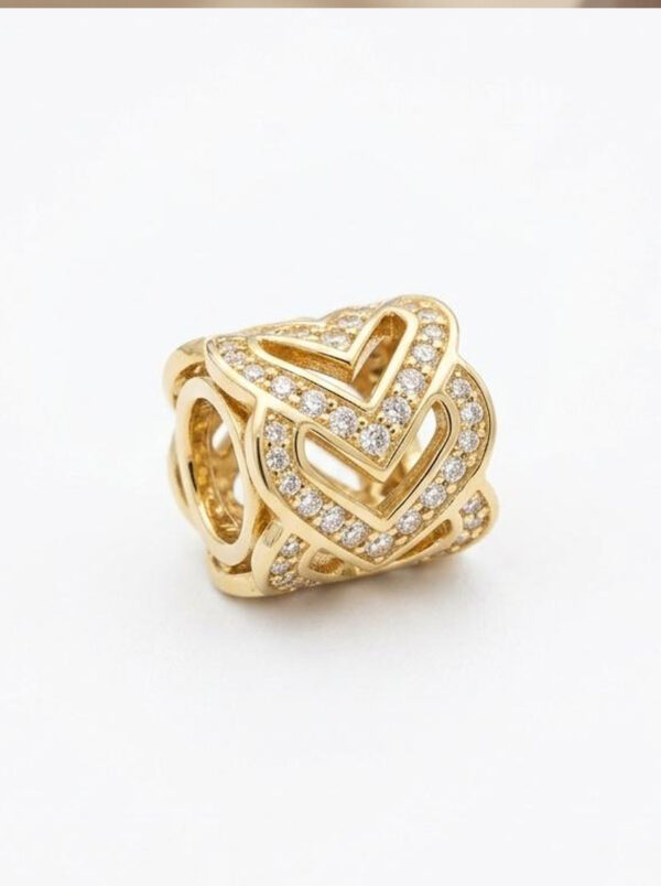 APLA022 APLIQUE TUBULAR CORAZONES EN ORO 18 KILATES