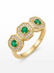 BOTAN09 ANILLO TRILOGÍA DE ESMERALDAS EN ORO 18 KILATES
