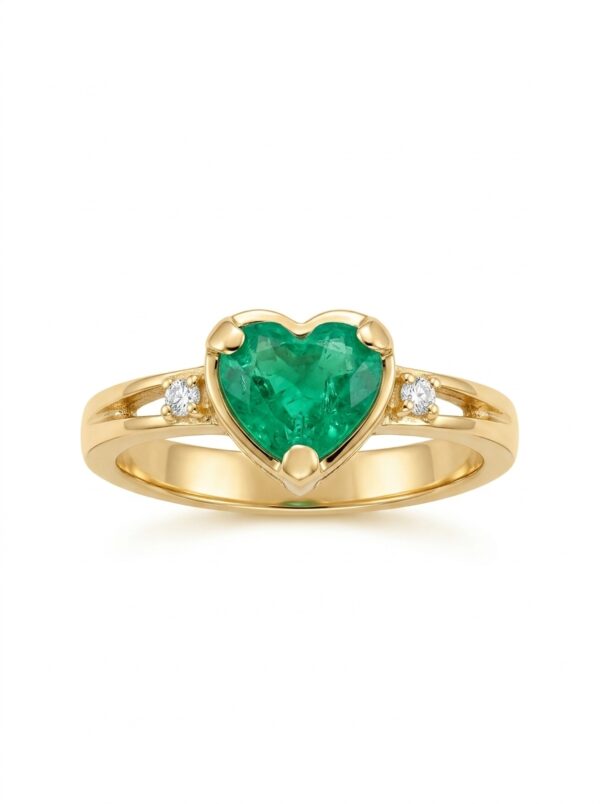 BOTAN54 ANILLO CORAZÓN ESMERALDA EN ORO 18 KILATES