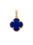 DJ178 DIJE TRÉBOL VC AZUL EN ORO 18 KILATES