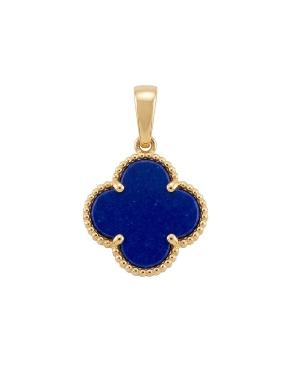 DJ178 DIJE TRÉBOL VC AZUL EN ORO 18 KILATES