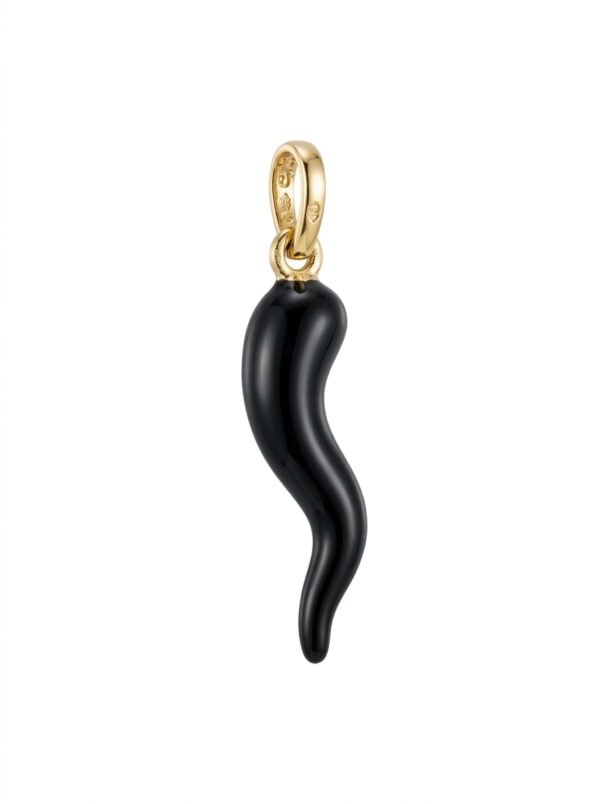 DJ202 DIJE CORNICELLO CON ESMALTE NEGRO EN ORO ITALIANO