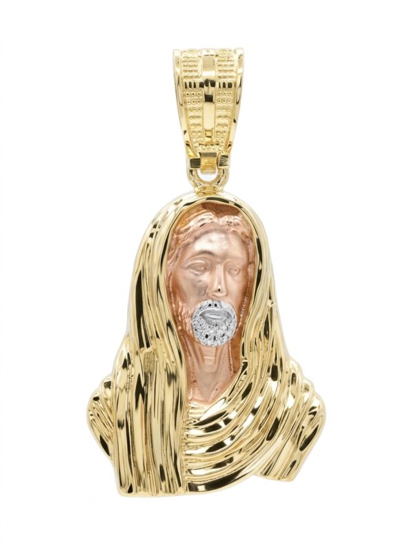DJ285 DIJE TRICOLOR CRISTO EN ORO 18 KILATES